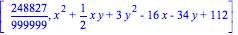 [248827/999999, x^2+1/2*x*y+3*y^2-16*x-34*y+112]